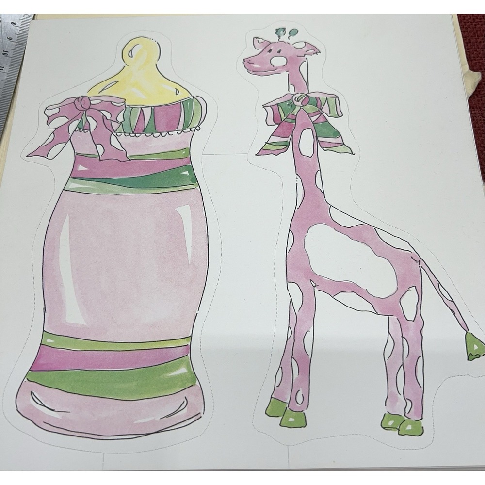 Cross My Heart 7502 Pink Bottle & Giraffe Paper Punch‎ Outs Cardstock